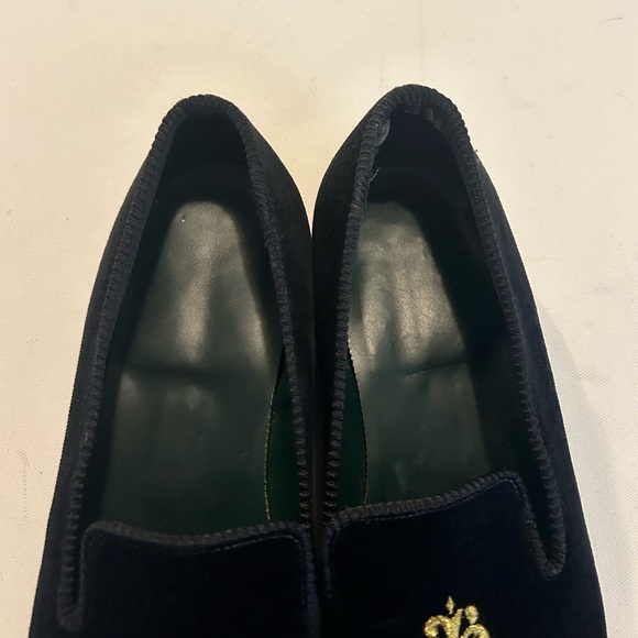 Brooks Brothers Peal & Co Made 10 D Black Velvet Smoking Slipper Loafer Crown - Picture 4 of 14